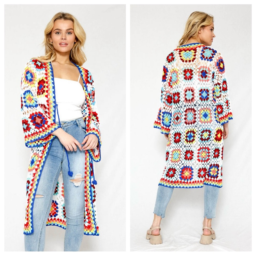 Miss Sparkling Tiled Crochet Cardigan